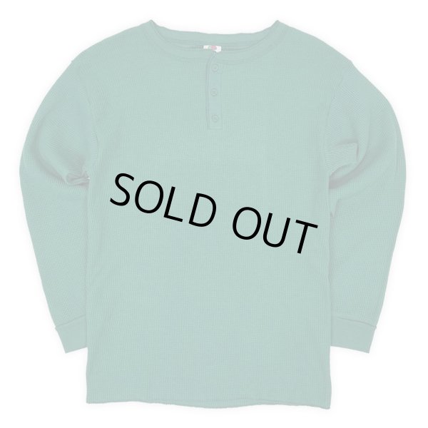 画像1: 00's Fruit of the loom ヘンリーネック サーマル カットソー "Green / DEADSTOCK" (1)