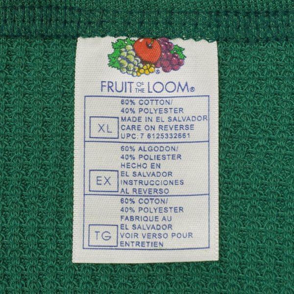 画像2: 00's Fruit of the loom ヘンリーネック サーマル カットソー "Green / DEADSTOCK" (2)