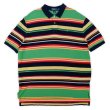 画像1: 90's Polo Ralph Lauren マルチボーダー柄 ポロシャツ “GREEN” (1)