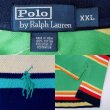 画像2: 90's Polo Ralph Lauren マルチボーダー柄 ポロシャツ “GREEN” (2)