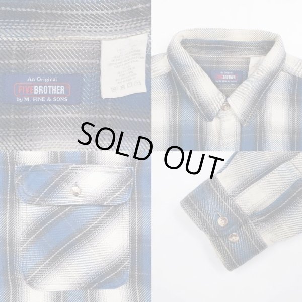 画像3: 90's FIVE BROTHER オンブレチェック柄 ヘビーネルシャツ (3)