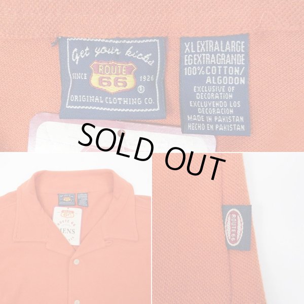 画像3: 90's ROUTE 66 コットンピケ オープンカラーシャツ "ORANGE / DEADSTOCK" (3)