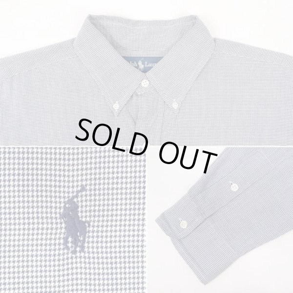 画像4: 90's Ralph Lauren ボタンダウンシャツ “BLAKE / 千鳥格子柄 / NAVY” (4)