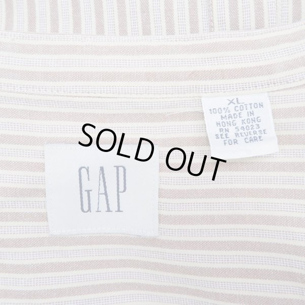 画像2: Early 00's OLD GAP マルチストライプ柄 バンドカラーシャツ (2)