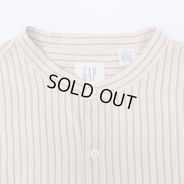 画像3: Early 00's OLD GAP マルチストライプ柄 バンドカラーシャツ (3)