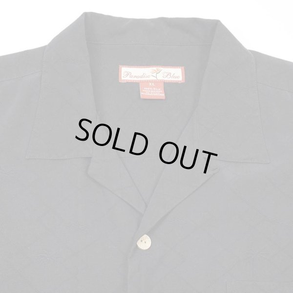 画像3: 00's Paradise Blue S/S オープンカラー シルクシャツ "BLACK" (3)