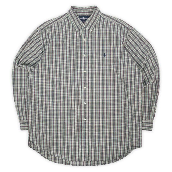 画像1: 90's Polo Ralph Lauren ボタンダウンシャツ "BLAKE / Green Plaid" (1)