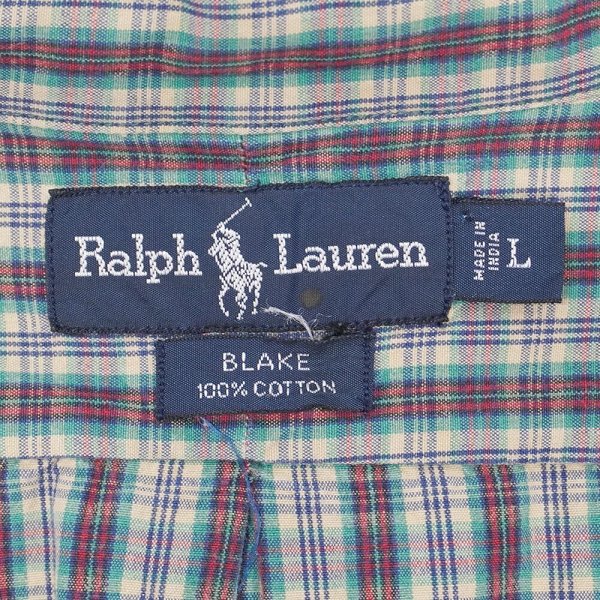 画像2: 90's Polo Ralph Lauren ボタンダウンシャツ "BLAKE / Green Plaid" (2)