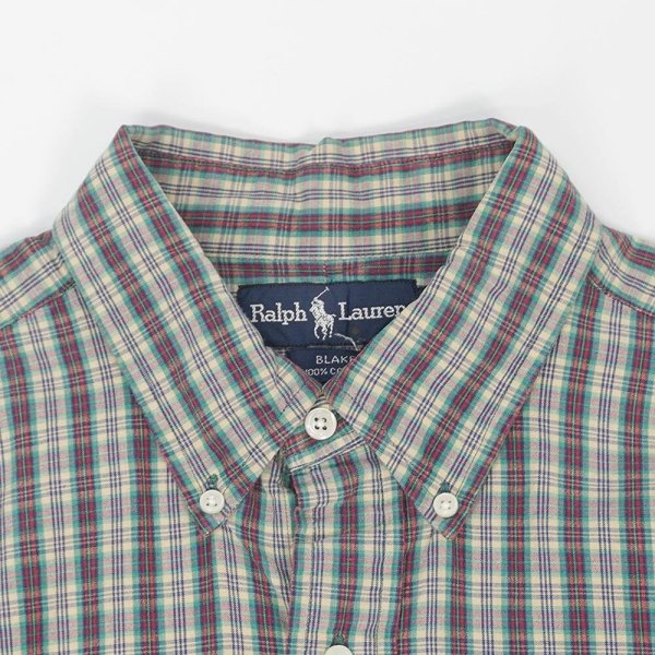 画像4: 90's Polo Ralph Lauren ボタンダウンシャツ "BLAKE / Green Plaid" (4)