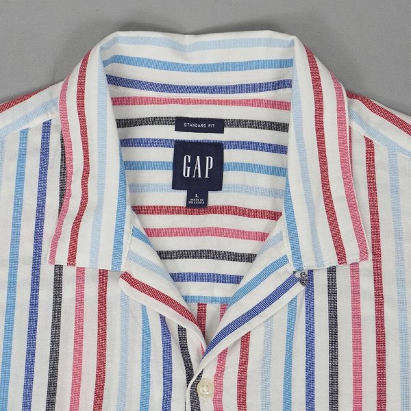 画像3: 20's GAP マルチストライプ柄 S/S オープンカラーシャツ (3)