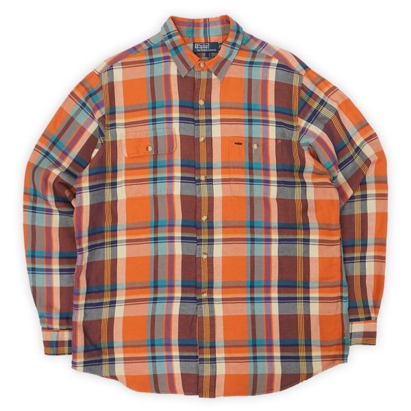 画像1: 00's Polo Ralph Lauren フランネルワークシャツ "Linen×Silk" (1)