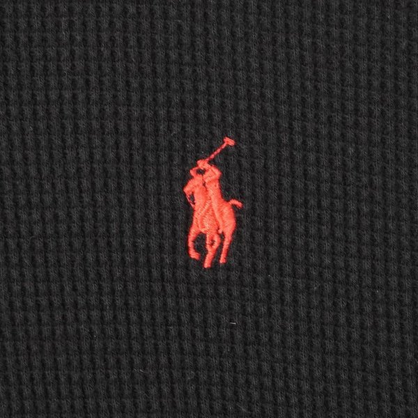 画像3: 00's Polo Ralph Lauren コットンフーディーサーマル "BLACK" (3)