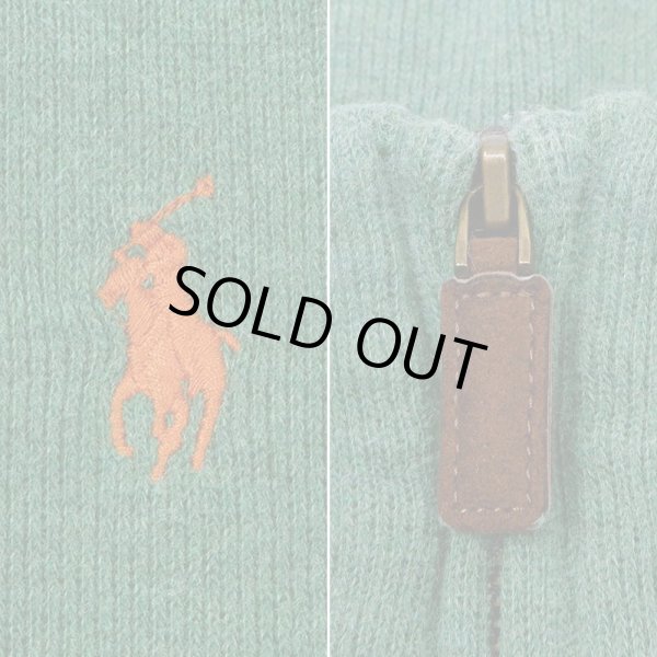 画像3: 00's Polo Ralph Lauren ハーフジップ コットンニット "GREEN" (3)