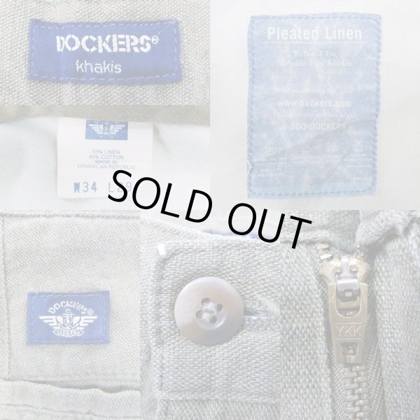 画像3: 90's DOCKERS 2タック リネントラウザー “OLIVE” (3)