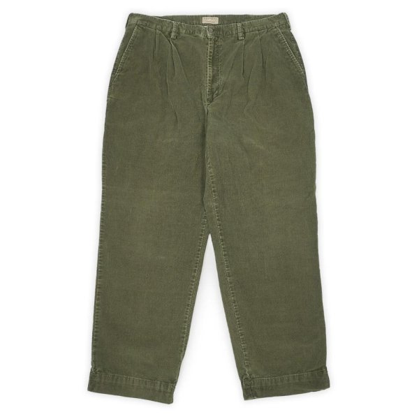 画像1: 90-00's NATURAL ISSUE 2タック コーデュロイトラウザー "OLIVE / W36 L30" (1)