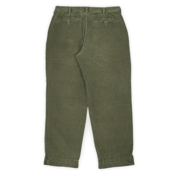 画像2: 90-00's NATURAL ISSUE 2タック コーデュロイトラウザー "OLIVE / W36 L30" (2)