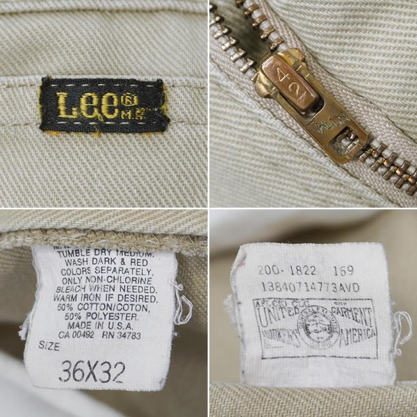 画像4: 80's Lee 200-1822 ツイルパンツ "MADE IN USA / 実寸W34.5 L30" (4)