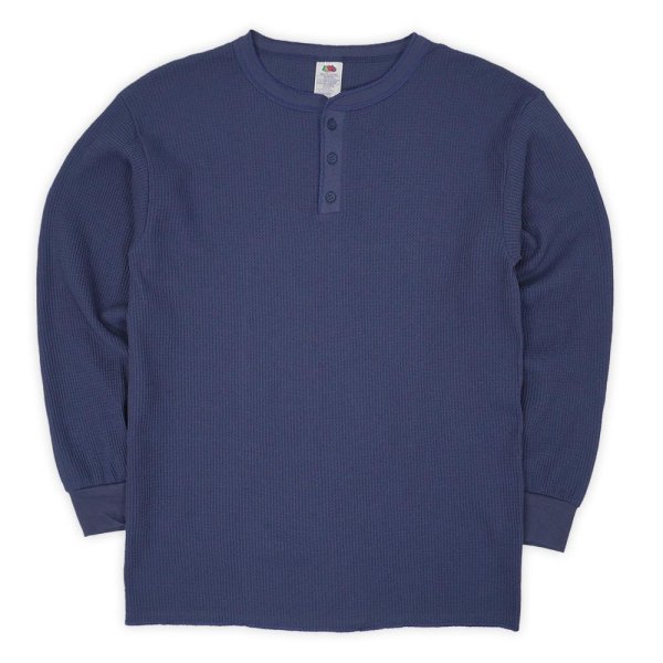 画像1: 00's Fruit of the loom ヘンリーネック サーマル カットソー "Navy / DEADSTOCK" (1)