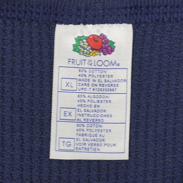 画像2: 00's Fruit of the loom ヘンリーネック サーマル カットソー "Navy / DEADSTOCK" (2)