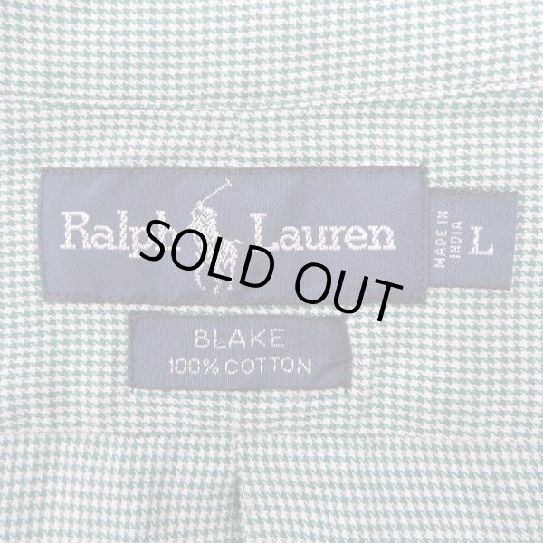 画像3: 90's Ralph Lauren ボタンダウンシャツ “BLAKE / 千鳥格子柄 / GREEN” (3)