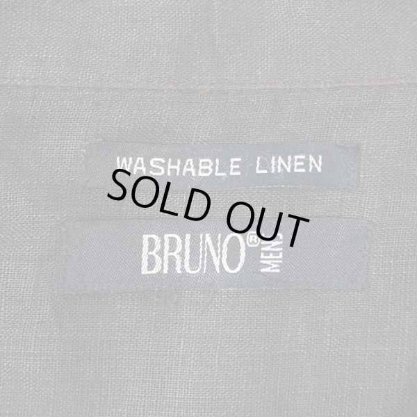 画像2: 00's BRUNO S/S オープンカラーシャツ "LINEN / BLACK" (2)