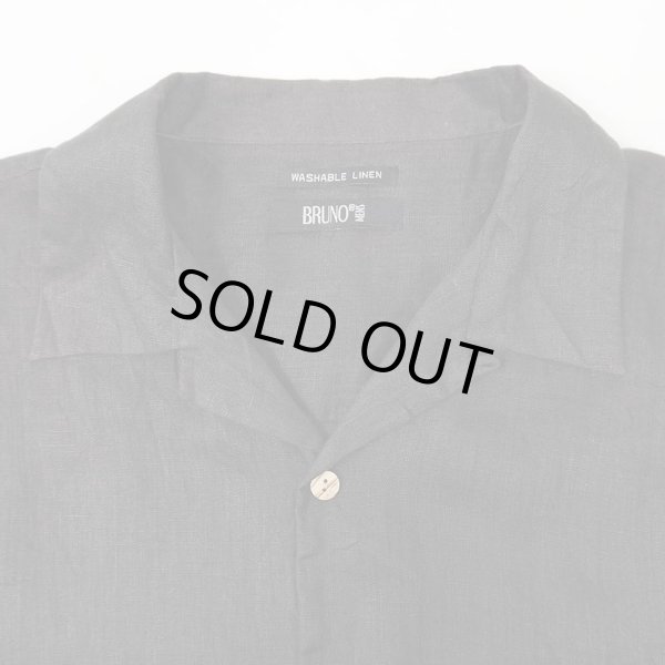 画像3: 00's BRUNO S/S オープンカラーシャツ "LINEN / BLACK" (3)
