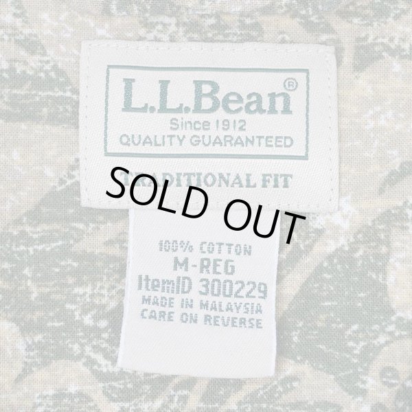 画像2: 00's L.L.Bean 総柄 S/S オープンカラーシャツ "OLIVE BASE" (2)