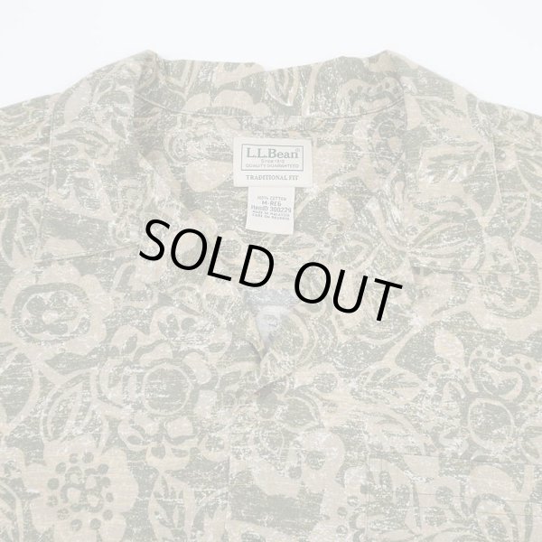 画像3: 00's L.L.Bean 総柄 S/S オープンカラーシャツ "OLIVE BASE" (3)