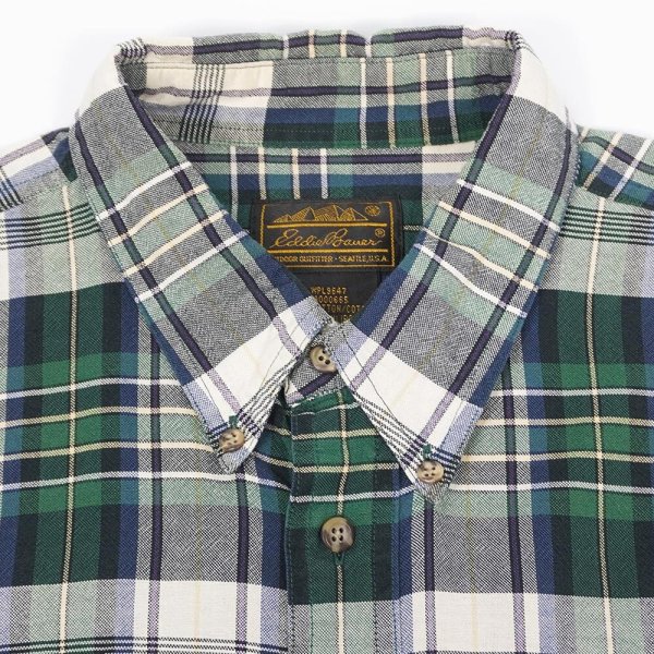 画像3: Early 90's Eddie Bauer ボタンダウンシャツ "GREEN  PLAID" (3)