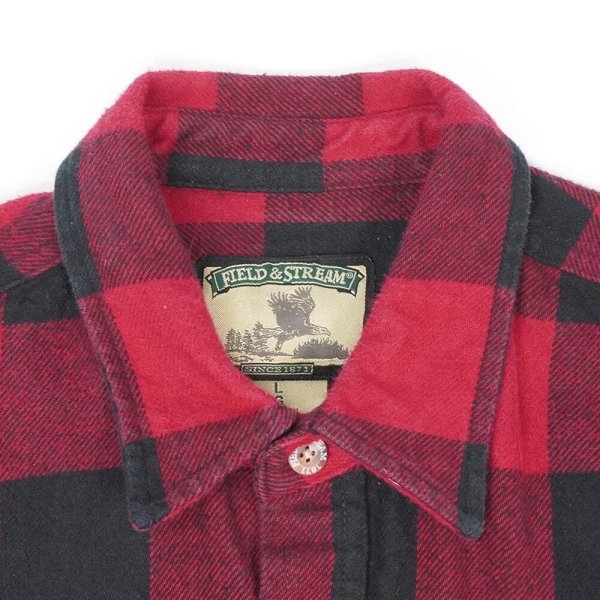 画像3: 00's Field & Stream ブロックチェック柄 ヘビーネルシャツ "RED×BLACK" (3)