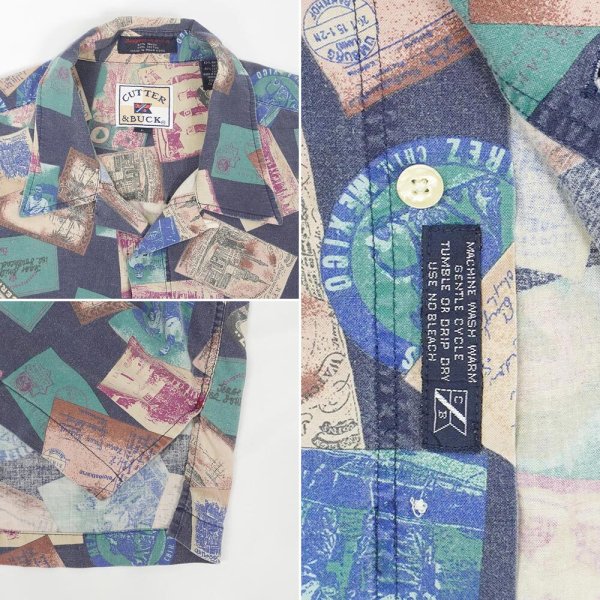 画像3: 90's CUTTER & BUCK S/S 総柄 オープンカラーシャツ "Rayon×Cotton" (3)