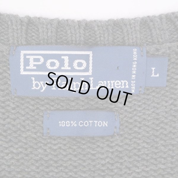 画像2: 90's Polo Ralph Lauren Vネック コットンニット ベスト "GRAY" (2)