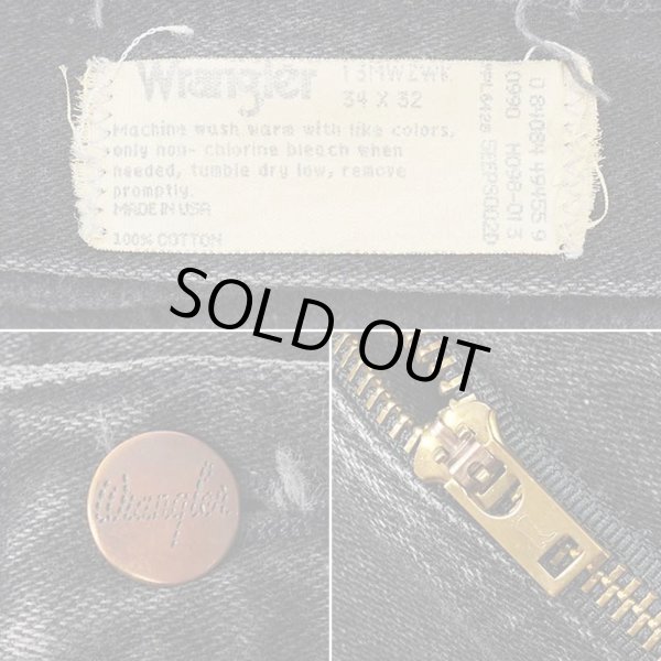 画像4: 90's Wrangler 13MWZWK ブラックデニムパンツ "MADE IN USA / 実寸W33 L29" (4)