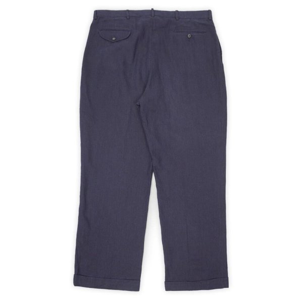 画像2: 90's Polo Ralph Lauren 2タック コットンリネントラウザー "NAVY / W38 L30" (2)