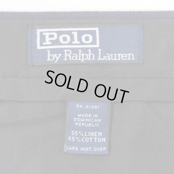 画像3: 90's Polo Ralph Lauren 2タック コットンリネントラウザー "NAVY / W38 L30" (3)