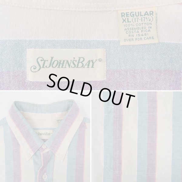 画像3: 90's ST. JOHN'S BAY マルチストライプ柄 ボタンダウンシャツ (3)