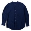 画像1: 00's Eddie Bauer インディゴ染め バンドカラーシャツ "Cotton×Linen" (1)