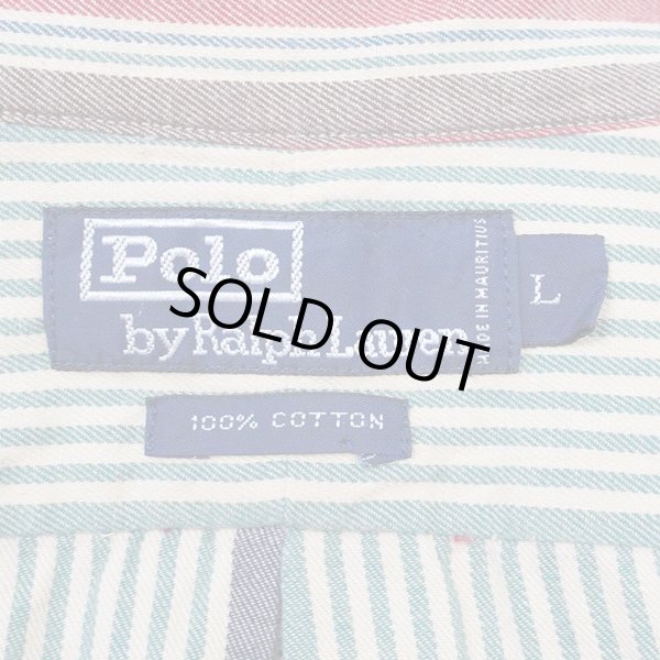 画像2: Early 90's Polo Ralph Lauren マルチストライプ柄 ワークシャツ (2)