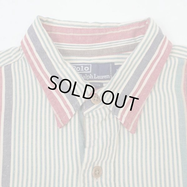 画像3: Early 90's Polo Ralph Lauren マルチストライプ柄 ワークシャツ (3)