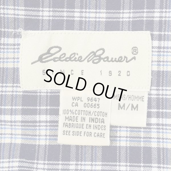 画像2: 90's Eddie Bauer S/S ボタンダウンシャツ "Navy Plaid" (2)