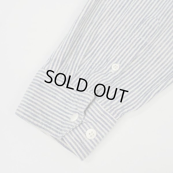 画像4: 90's CACTUS ヒッコリーストライプ柄 バンドカラーシャツ "LINEN×COTTON" (4)