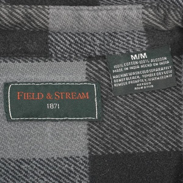 画像2: 00's Field & Stream ブロックチェック柄 ヘビーネルシャツ "GRAY×BLACK" (2)