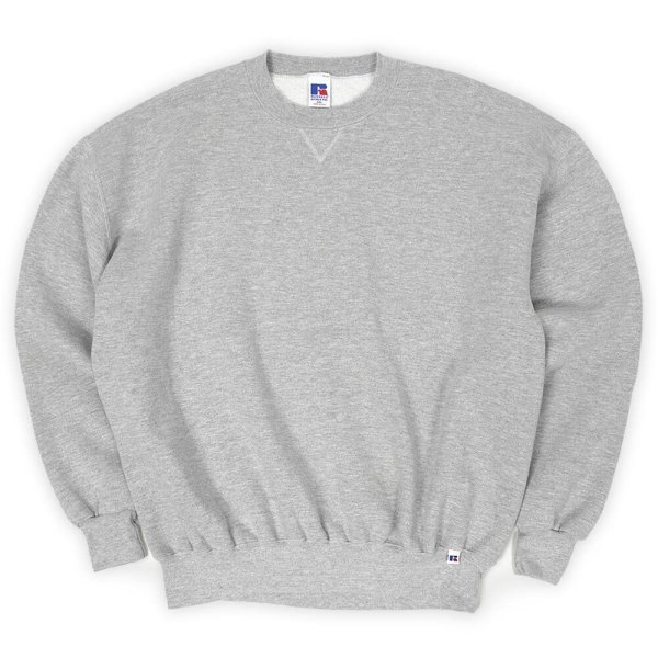 画像1: 90's RUSSELL 前V ブランクスウェット "HEATHER GRAY / MADE IN USA" (1)