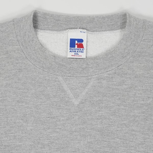 画像4: 90's RUSSELL 前V ブランクスウェット "HEATHER GRAY / MADE IN USA" (4)