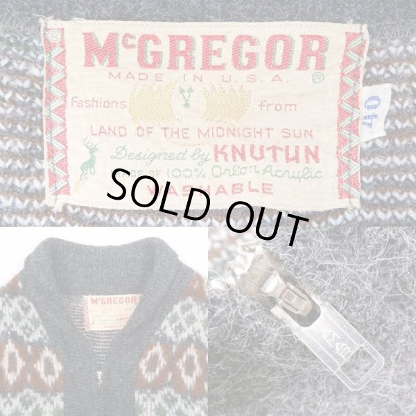 画像3: 60's McGREGOR 総柄 フルZIPニットカーディガン "MADE IN USA" (3)