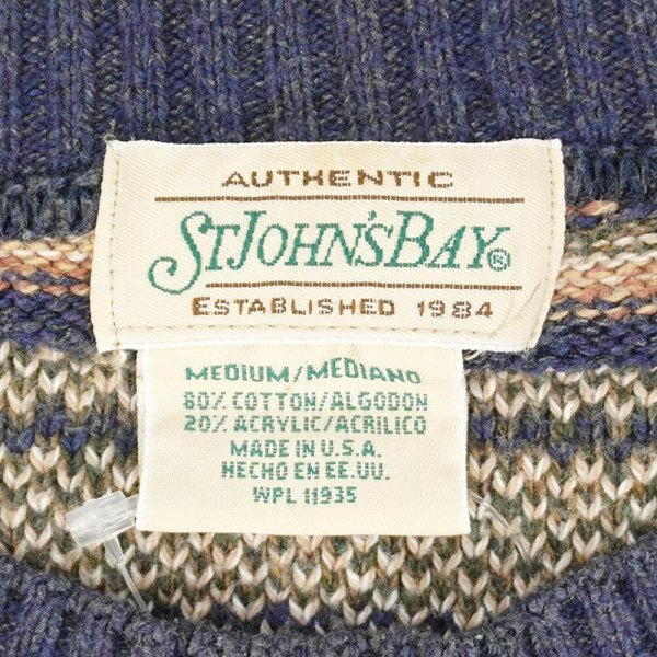 画像2: 90's ST.JOHN'S BAY マルチボーダー コットンニット "MADE IN USA" (2)