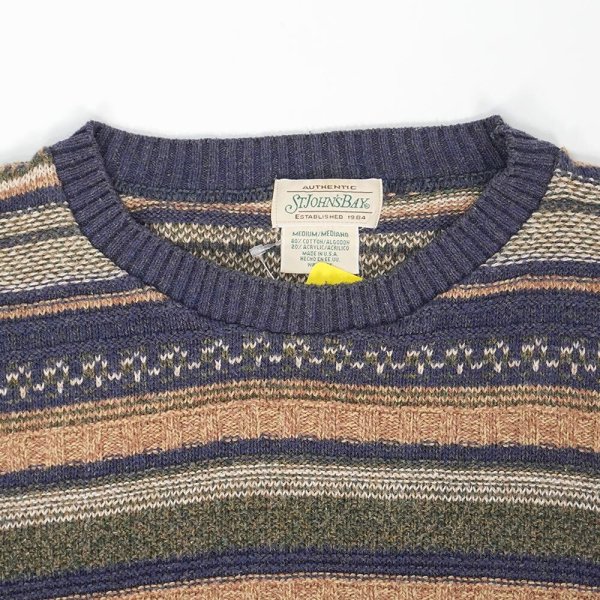 画像3: 90's ST.JOHN'S BAY マルチボーダー コットンニット "MADE IN USA" (3)