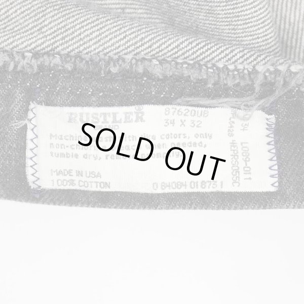 画像3: 90's RUSTLER 87620UB 先染めブラックデニムパンツ "MADE IN USA / Boot Cut" (3)