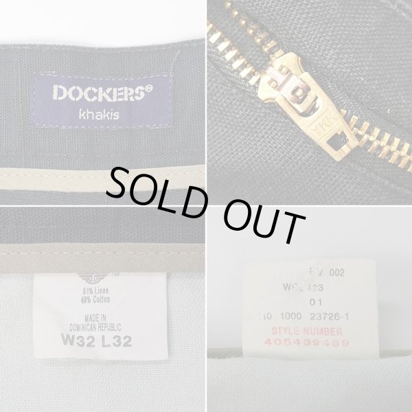 画像4: 00's DOCKERS 2タック コットンリネントラウザー "DARK NAVY" (4)