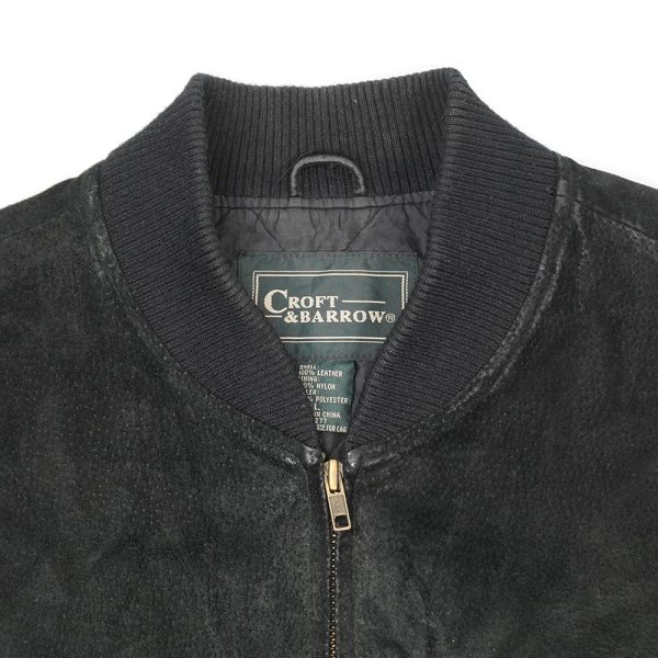 画像4: 90's Croft & Barrow ヌバックレザーブルゾン "BLACK" (4)